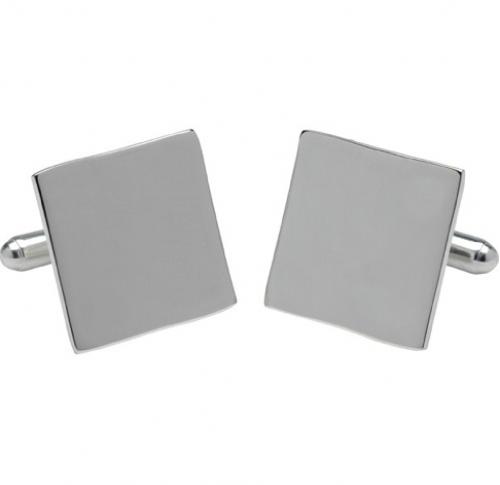 Engraved Square Sterling Silver Cuff Links Gift Boxed